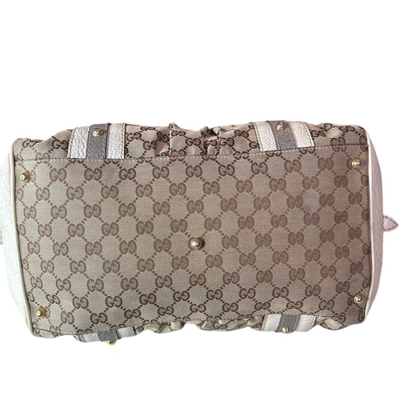 Gucci Beige and Gray Monogram Satchel - Picture 7 of 9